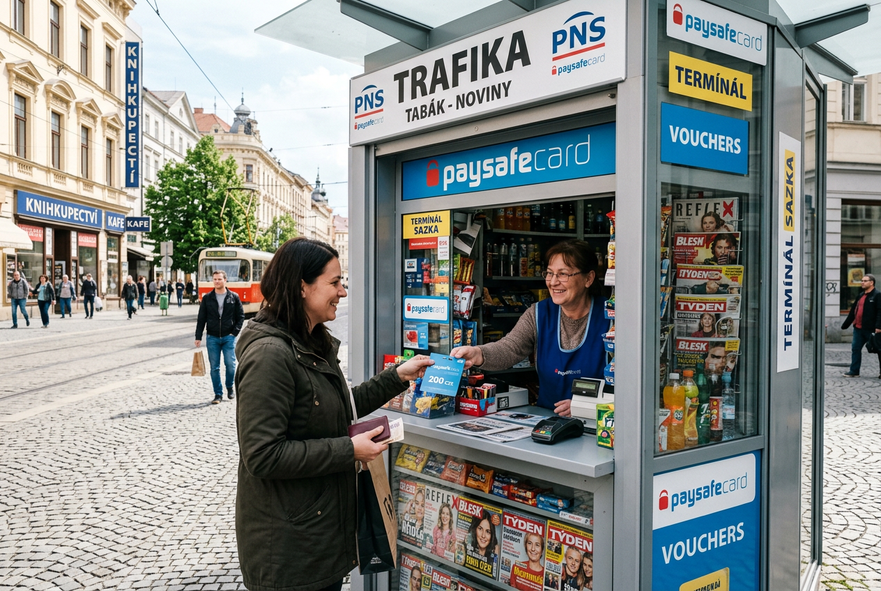 Nákup Paysafecard kupónu v českém stánku